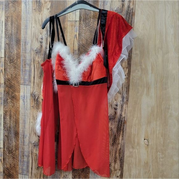 Lady Princess Costumes Other - NWT 2 Piece Christmas "OH BABY!" Costume & Thong 1X Red/White